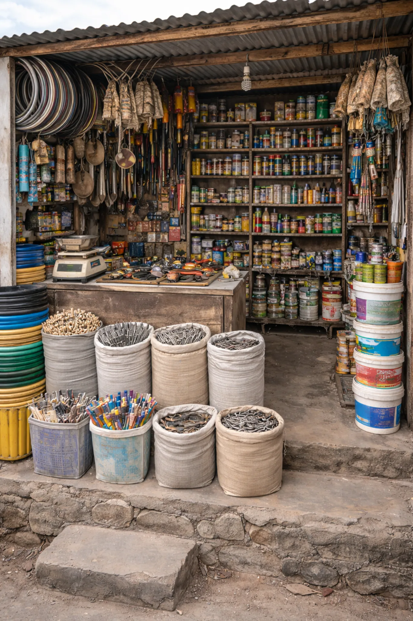 Indian local hardware and building supplies shop